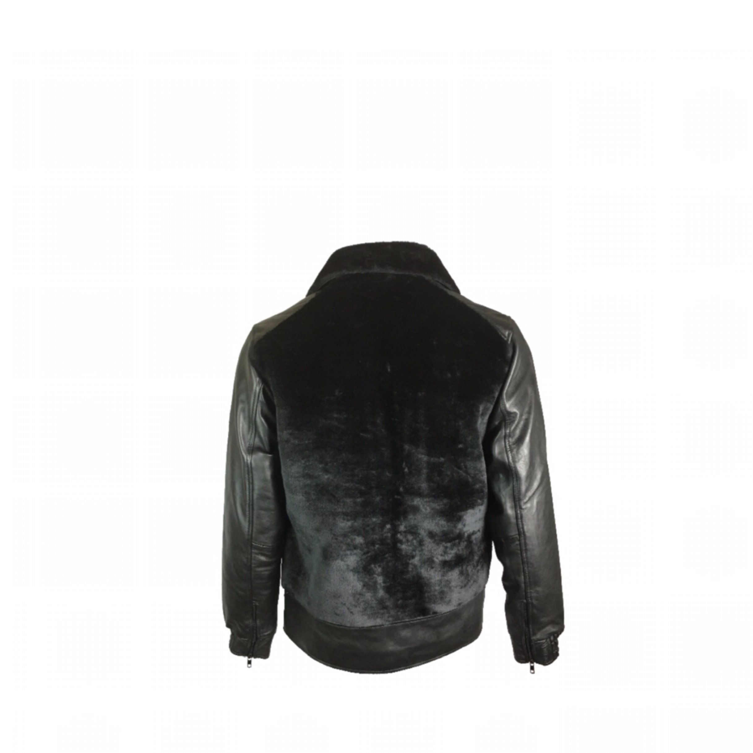 Black leather and faux fur grizzly motorcycle jacket – Leather Jackets ...